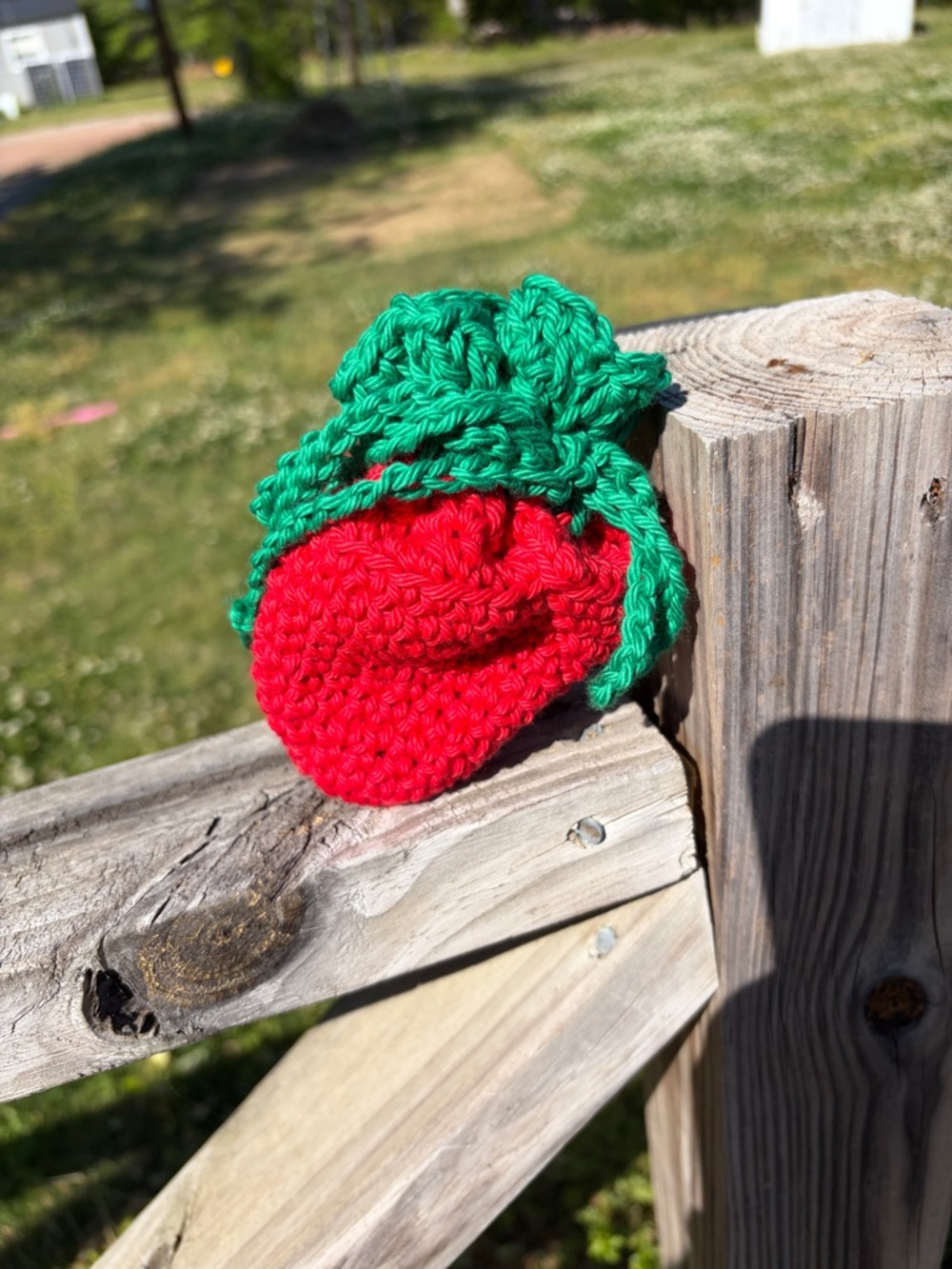 Handmade Crochet Cotton Strawberry Soap Saver - Picture 3 of 3